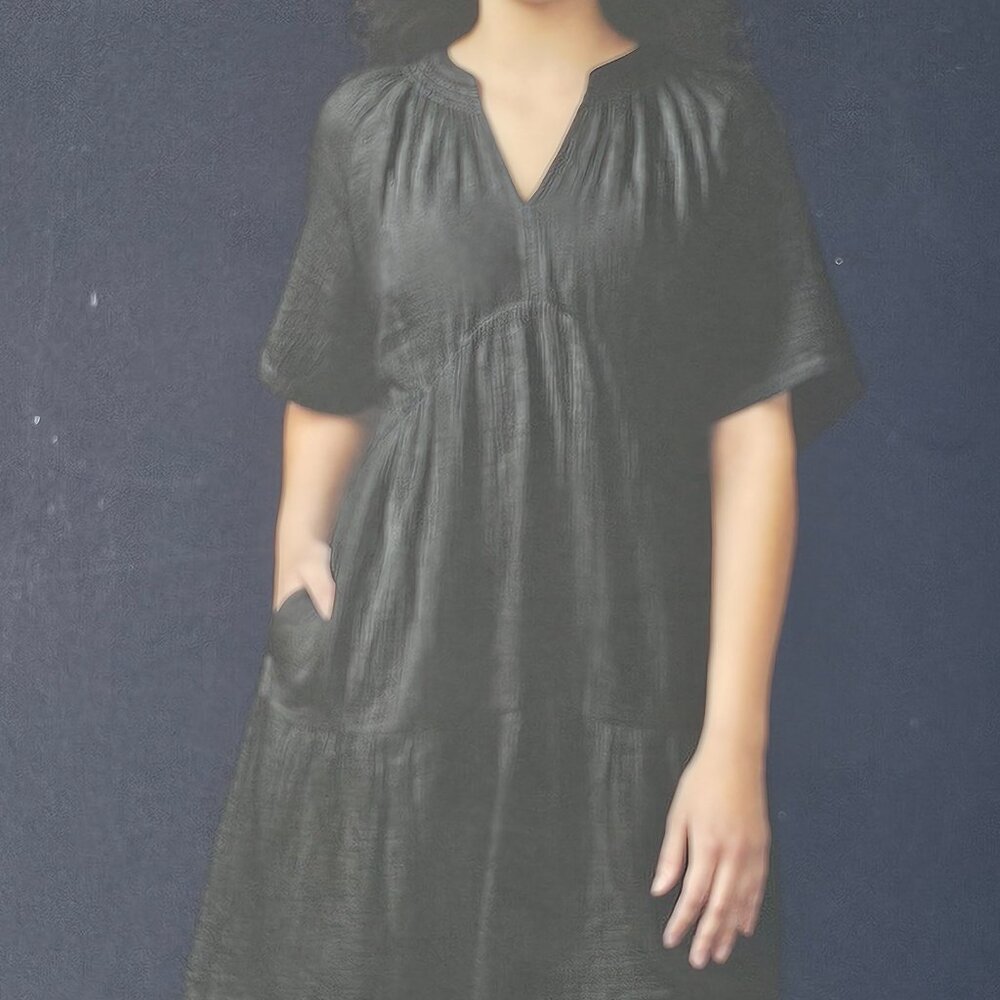 Gap Women's Cotton Crinkle Gauze Dress Relaxed Fit Short Sleeve - Picture 4 of 10